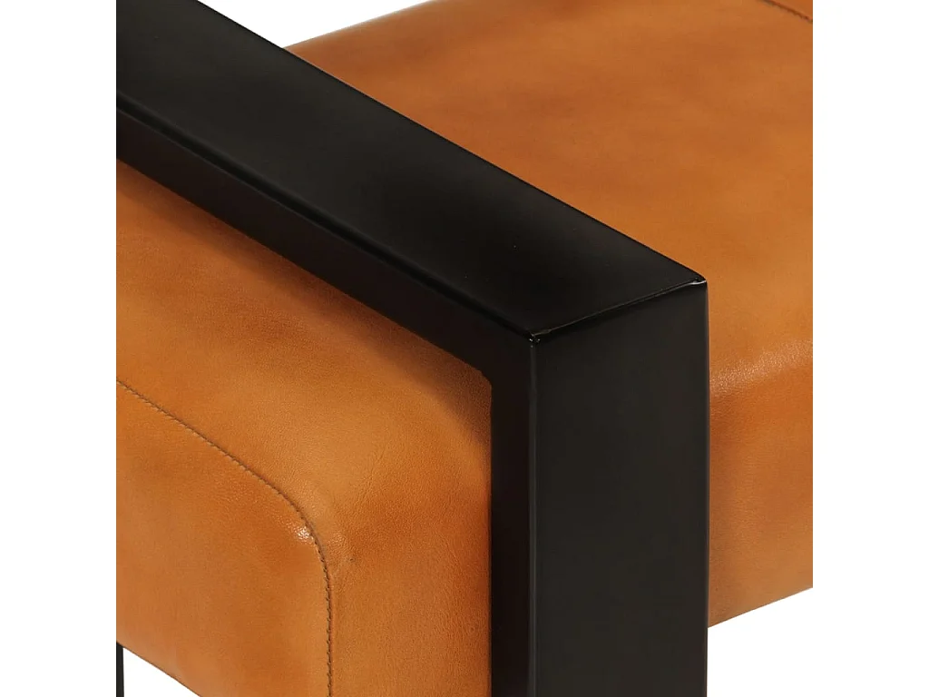 Banc Noir et marron 110cm Cuir de chèvre véritable