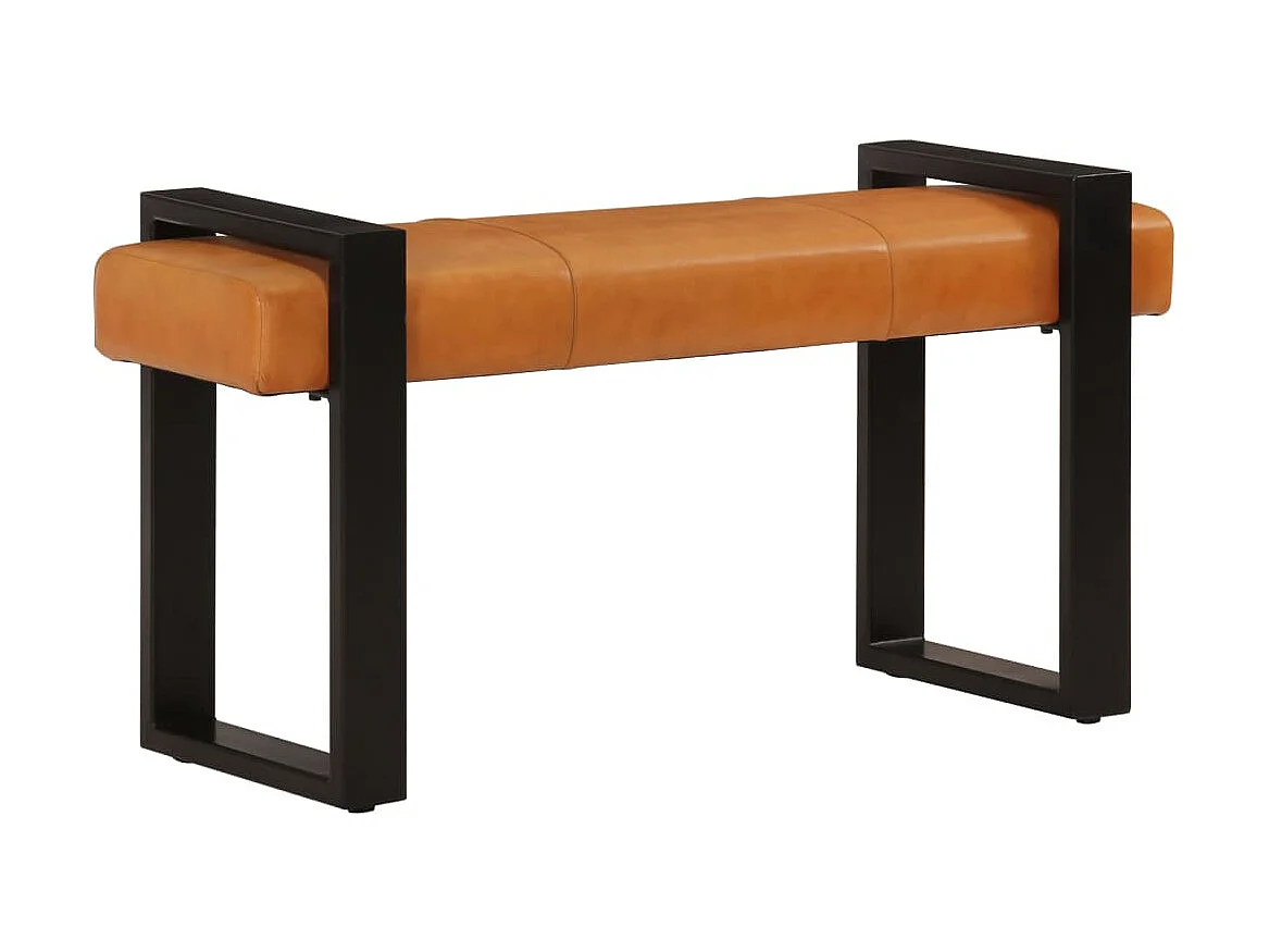 Banc Noir et marron 110cm Cuir de chèvre véritable