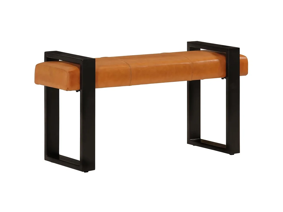 Banc Noir et marron 110cm Cuir de chèvre véritable