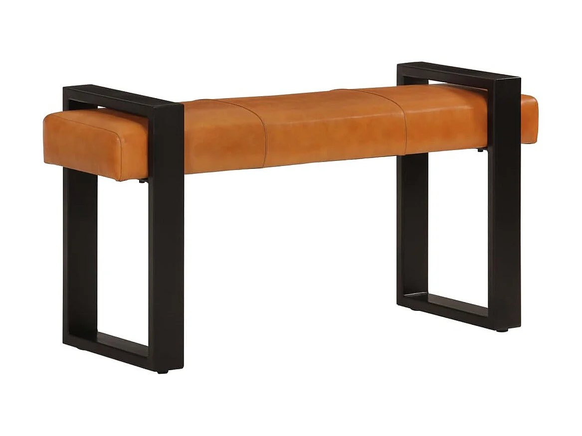 Banc Noir et marron 110cm Cuir de chèvre véritable