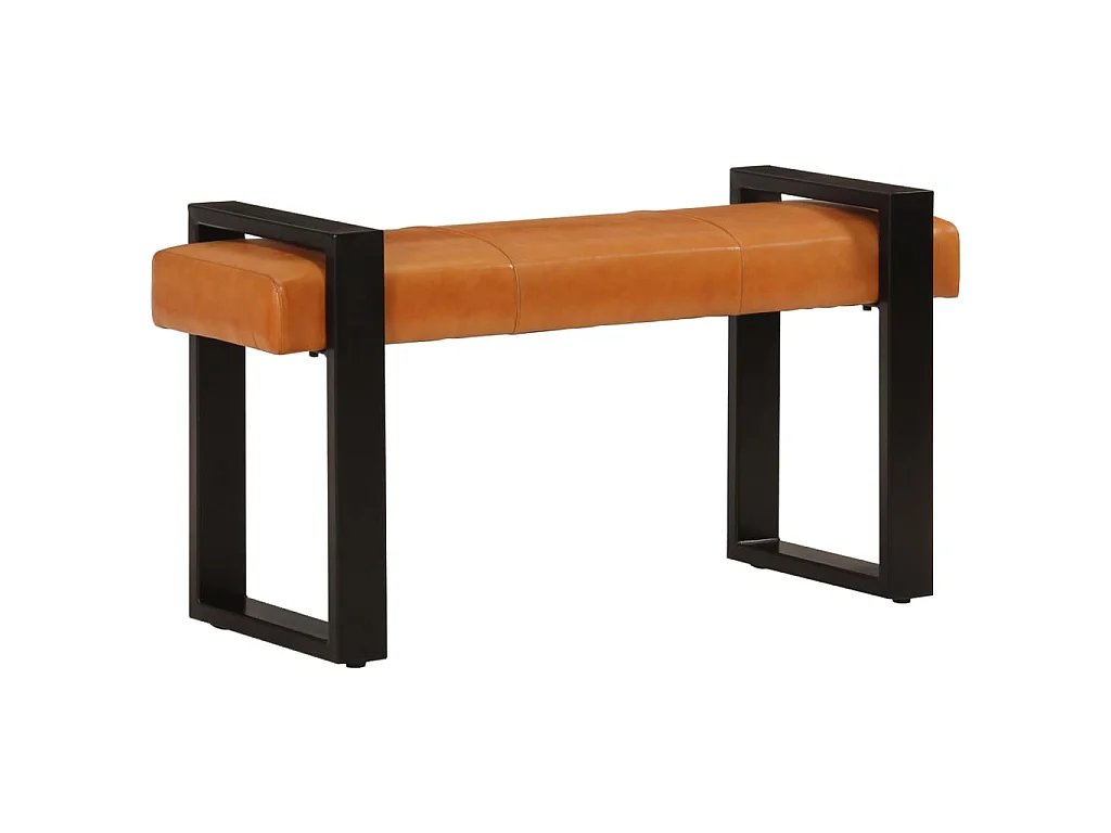 Banc Noir et marron 110cm Cuir de chèvre véritable