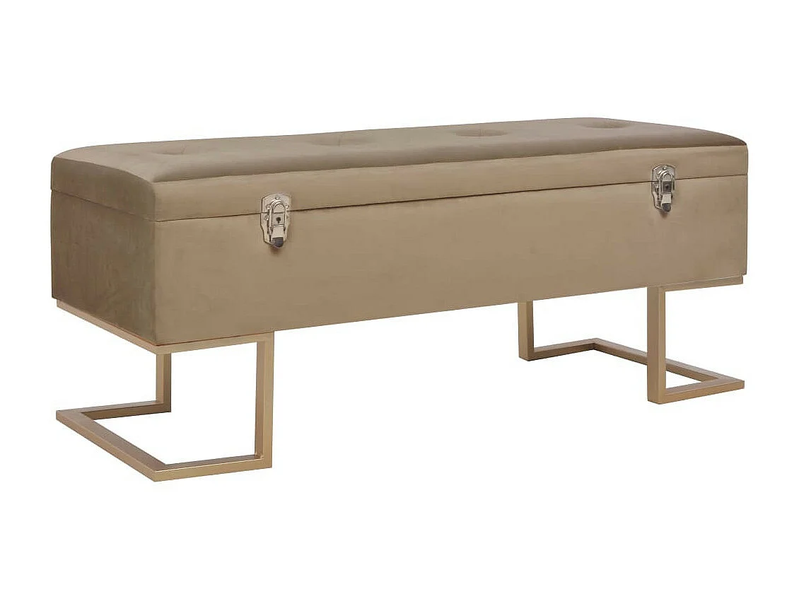Banc avec compartiment de rangement 105cm Beige Velours