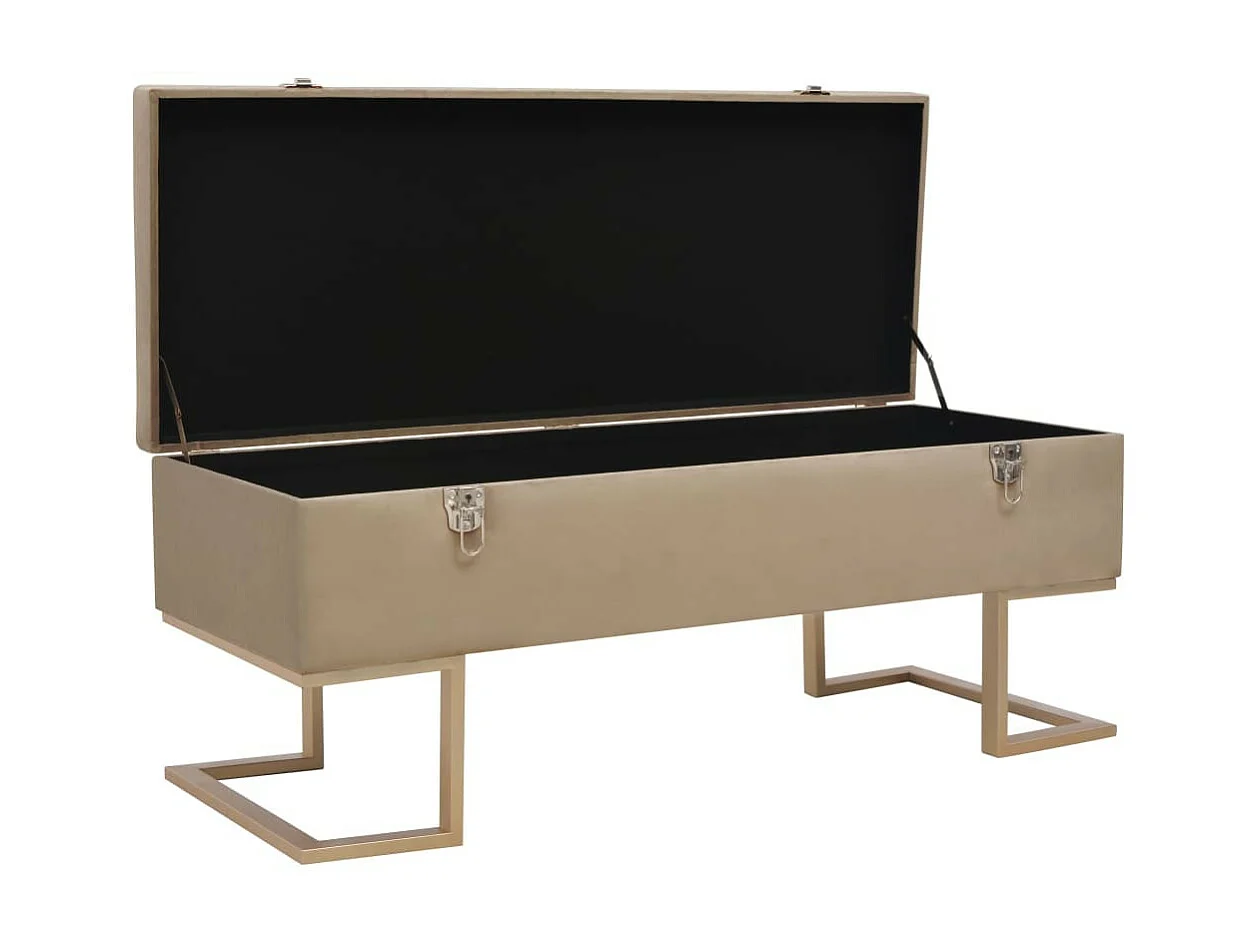 Banc avec compartiment de rangement 105cm Beige Velours