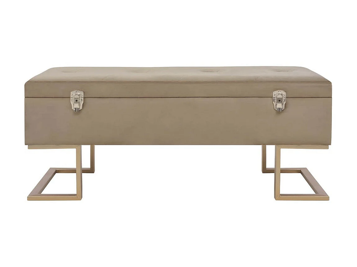 Banc avec compartiment de rangement 105cm Beige Velours