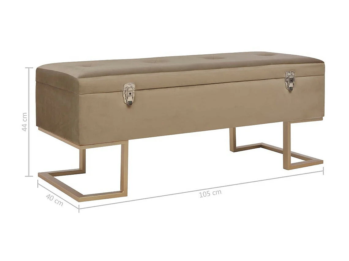 Banc avec compartiment de rangement 105cm Beige Velours