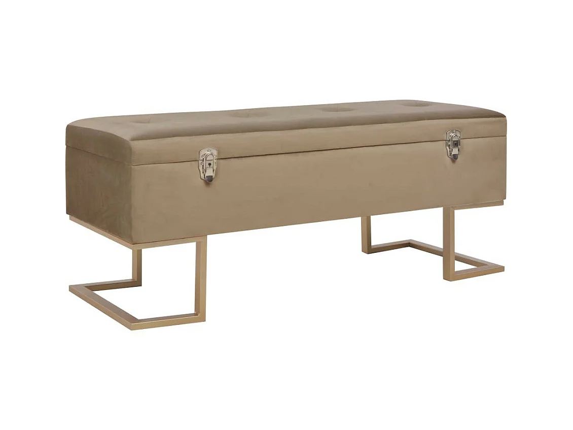 Banc avec compartiment de rangement 105cm Beige Velours