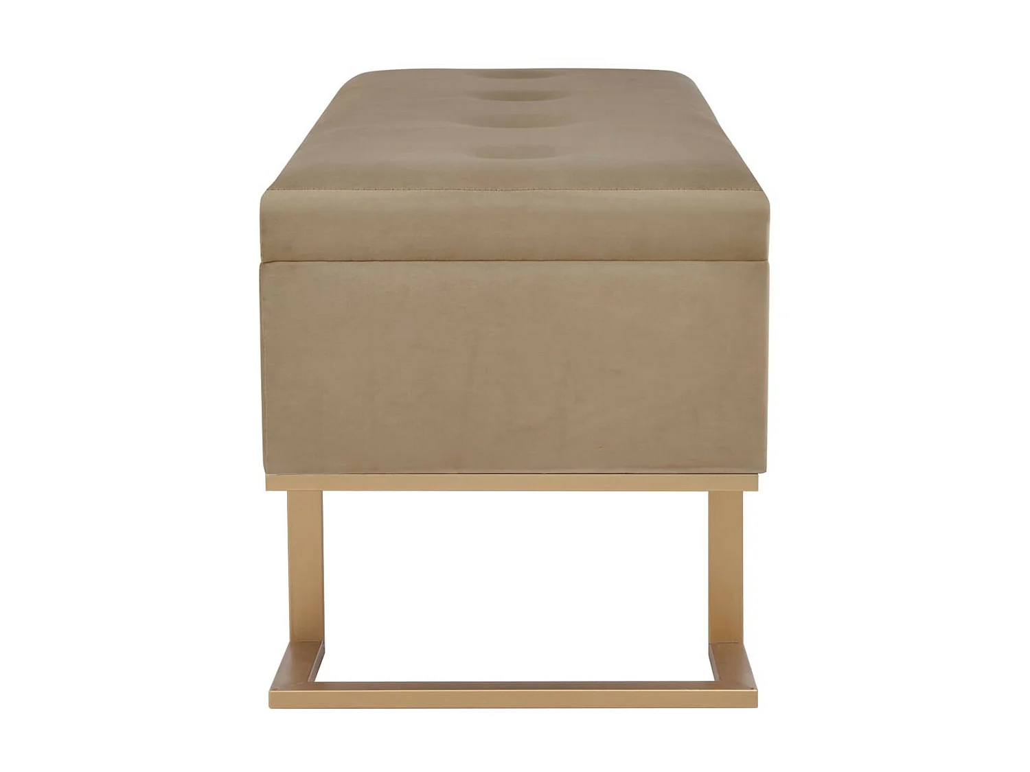 Banc avec compartiment de rangement 105cm Beige Velours