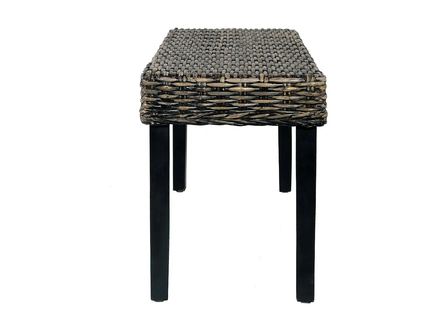 Banc 110cm Noir Rotin naturel kubu et bois de manguier massif