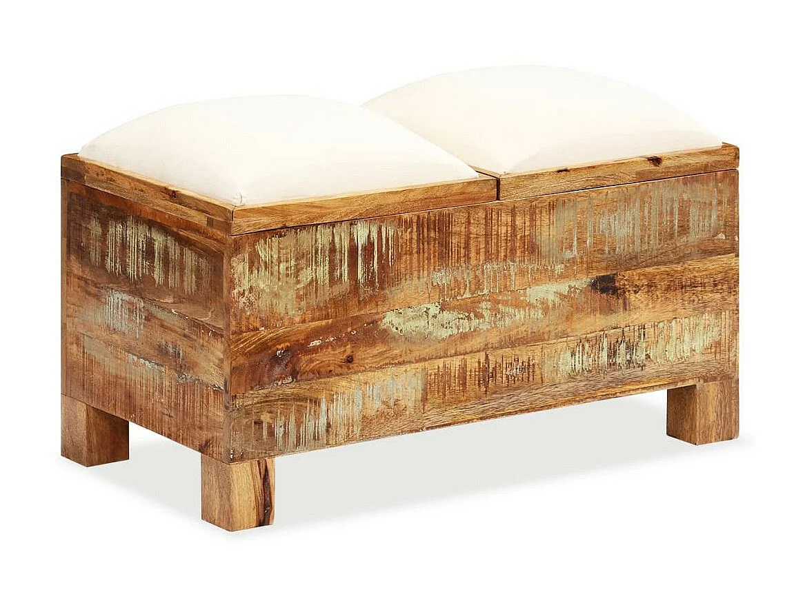 Banc de rangement Bois massif recyclé 80 x 40x40