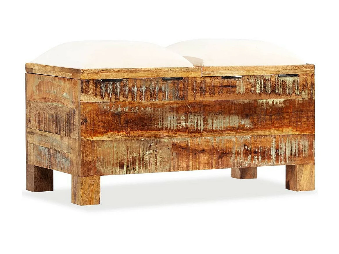 Banc de rangement Bois massif recyclé 80 x 40x40