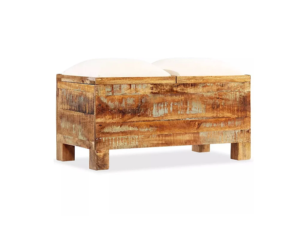 Banc de rangement Bois massif recyclé 80 x 40x40