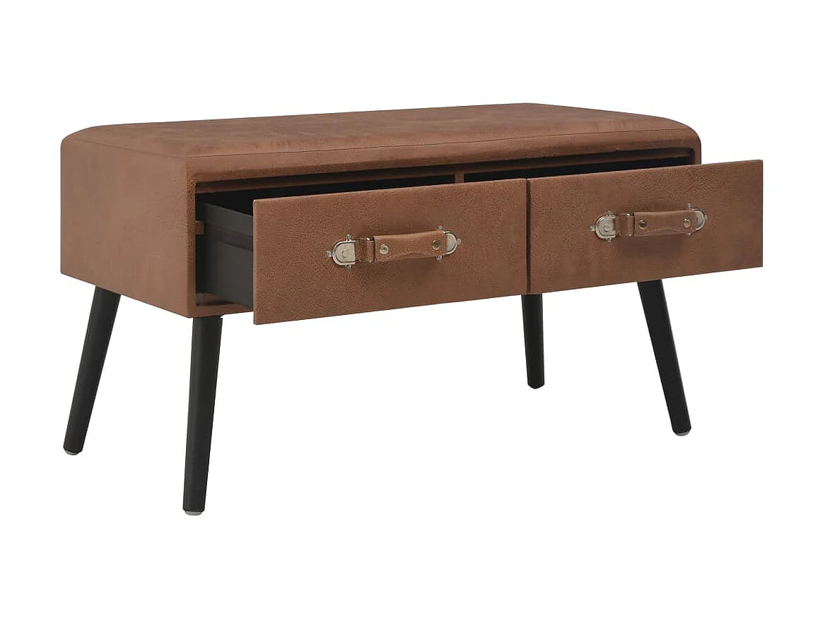 Banc avec tiroirs 80cm Marron foncé Similicuir