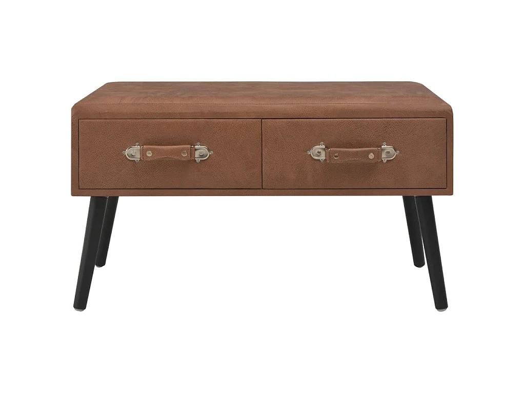 Banc avec tiroirs 80cm Marron foncé Similicuir