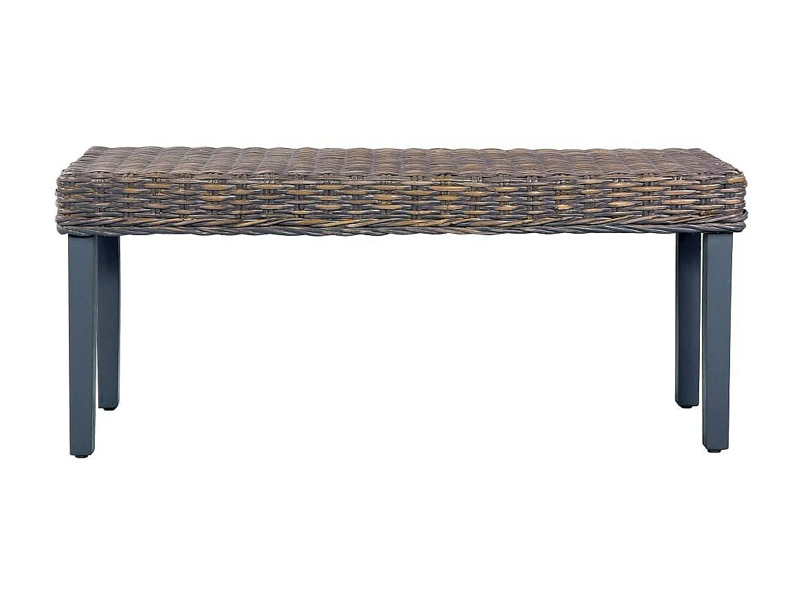 Banc 110cm Gris Rotin naturel kubu et bois de manguier massif