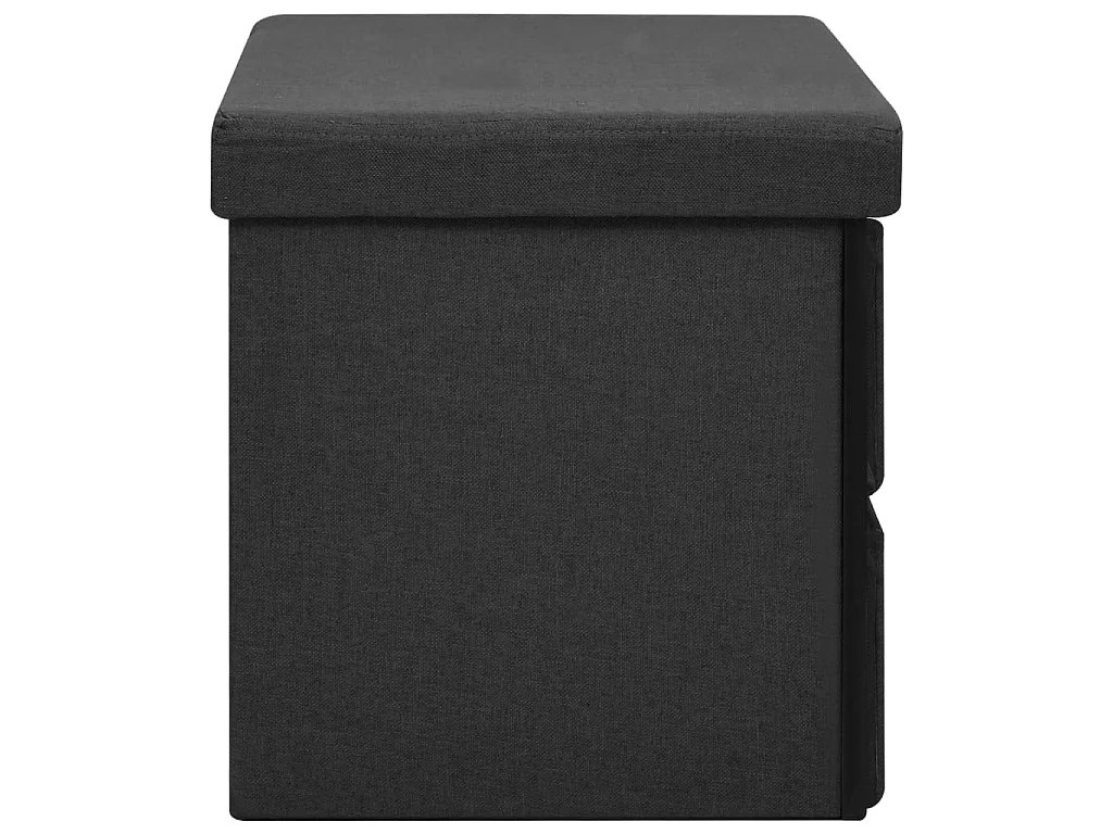 Banc de rangement pliable Noir 76x38x38 Faux lin 2