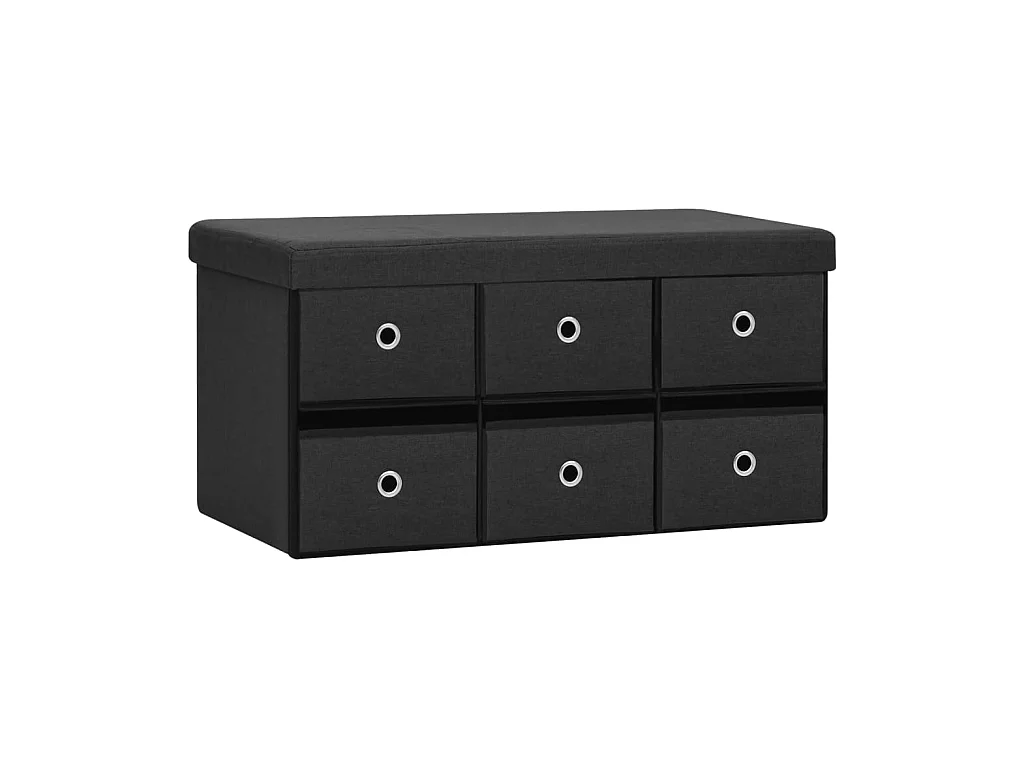 Banc de rangement pliable Noir 76x38x38 Faux lin 2