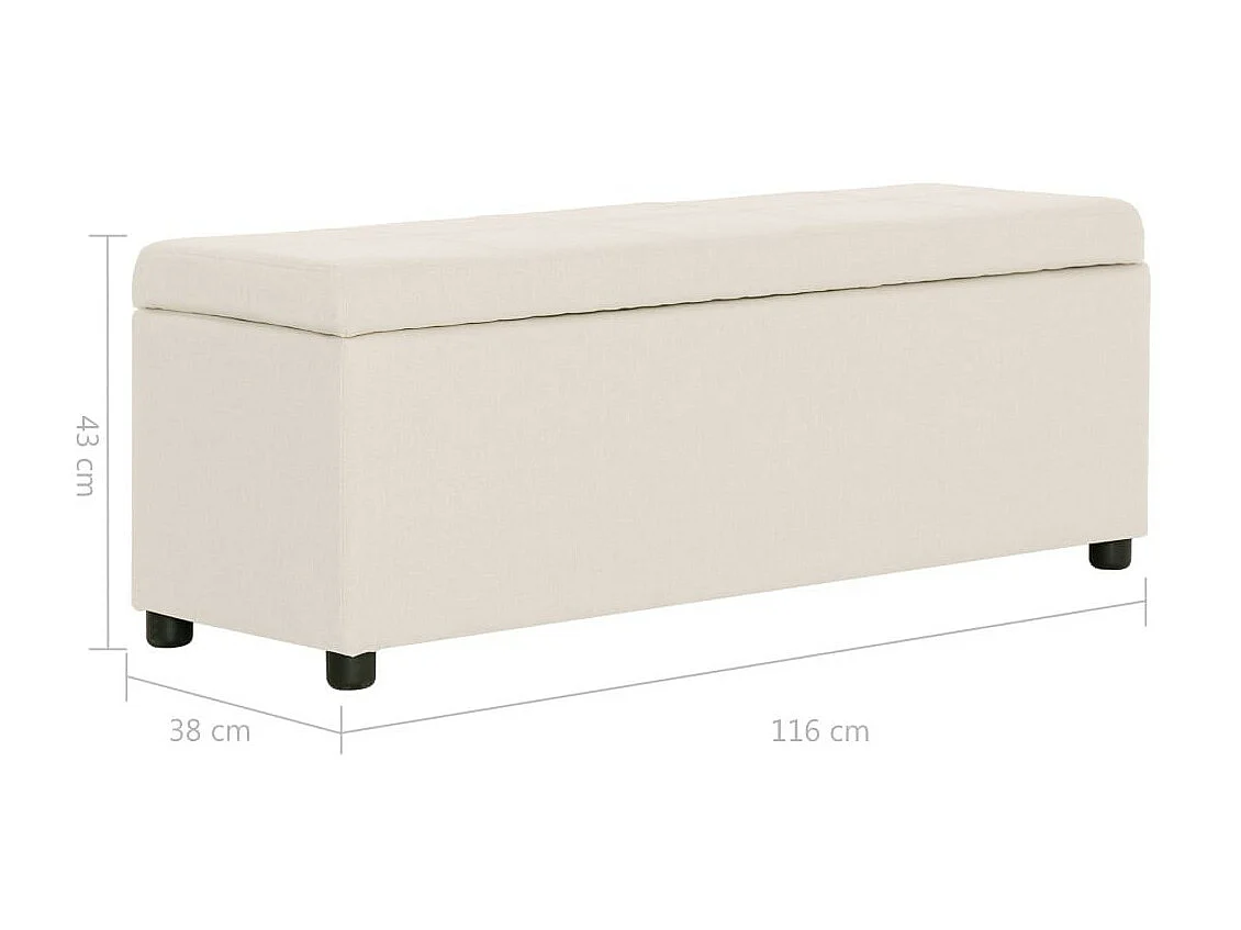 Banc avec compartiment de rangement 116cm Crème Polyester