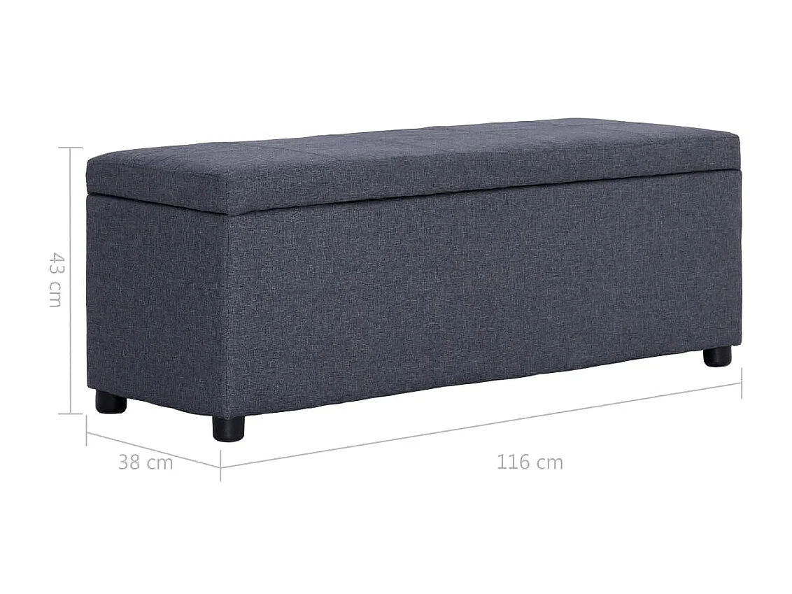 Banc avec compartiment de rangement 116cm Gris foncé Polyester
