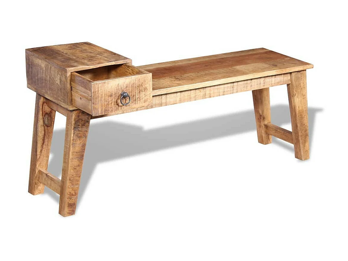 Banc avec tiroir Bois de manguier massif 120 x 36x60