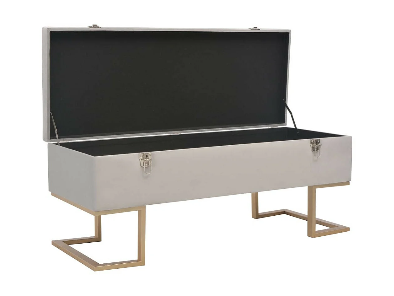 Banc avec compartiment de rangement 105cm Gris Velours