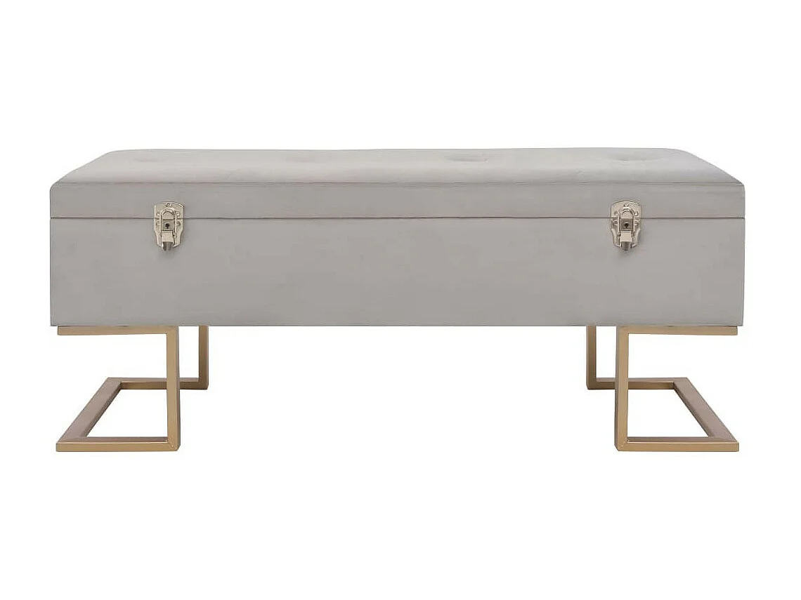 Banc avec compartiment de rangement 105cm Gris Velours