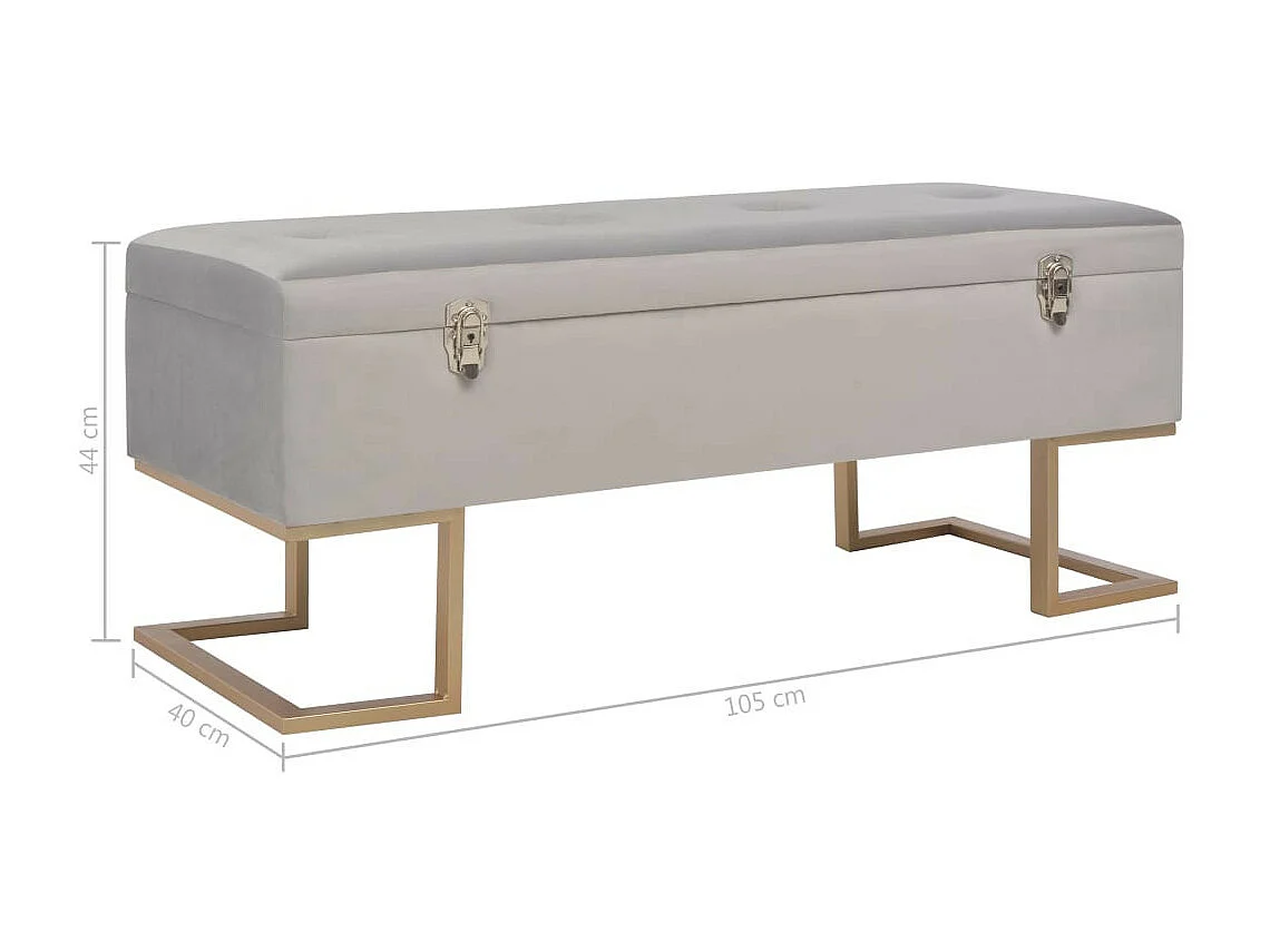 Banc avec compartiment de rangement 105cm Gris Velours