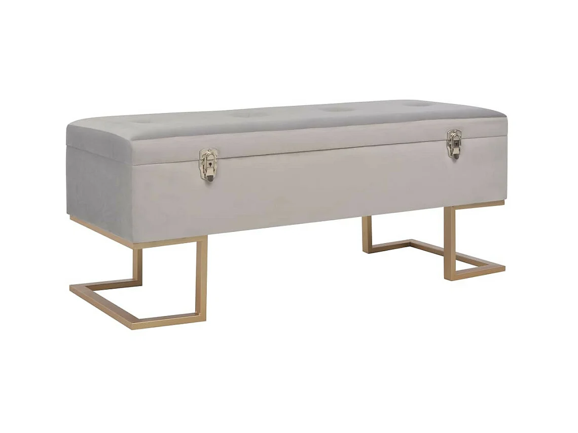 Banc avec compartiment de rangement 105cm Gris Velours