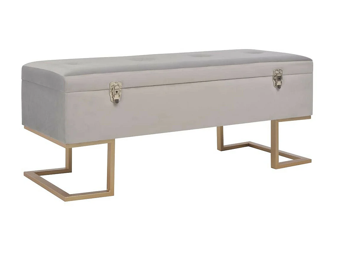 Banc avec compartiment de rangement 105cm Gris Velours