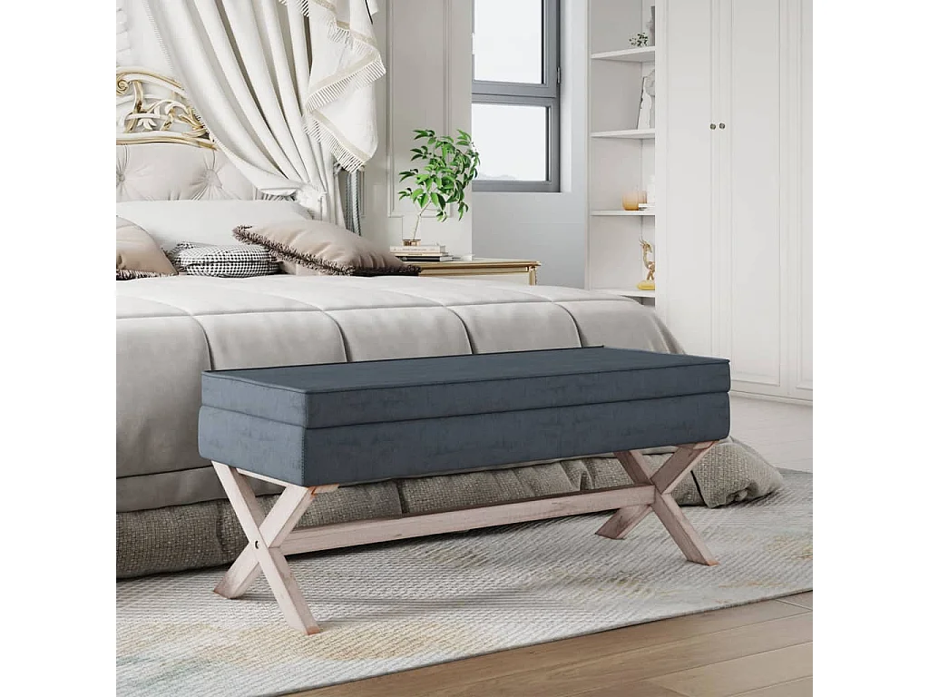 Tabouret de rangement Gris foncé 110x45x49 Velours