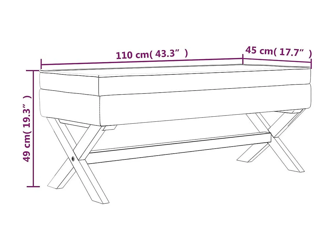 Tabouret de rangement Gris foncé 110x45x49 Velours