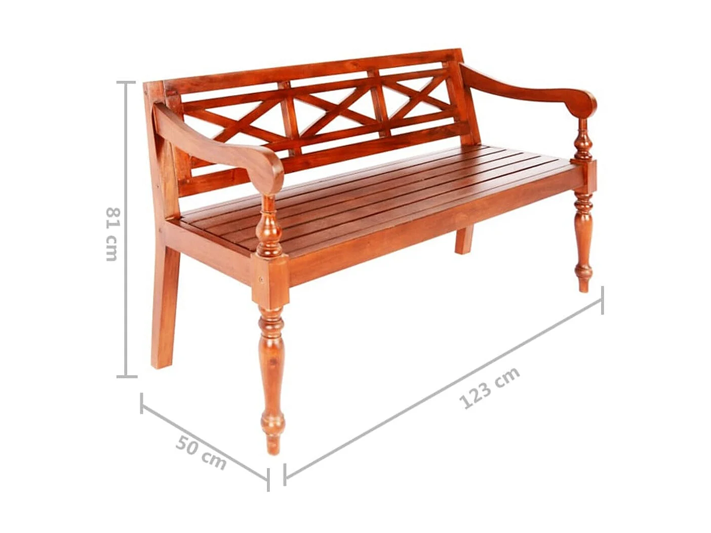 Banc Batavia 123cm Bois d'acajou massif Marron foncé