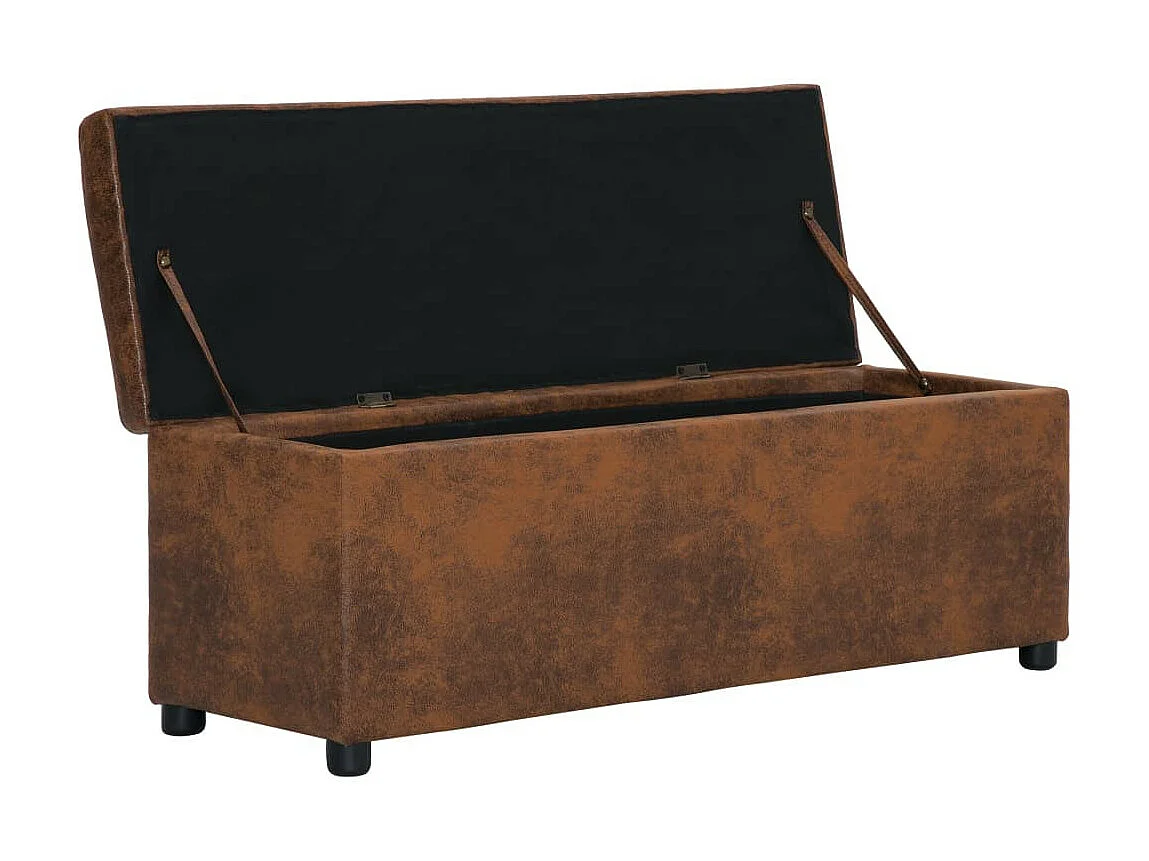 Banc avec compartiment de rangement 116cm Marron Similicuir