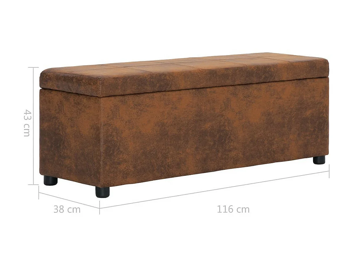 Banc avec compartiment de rangement 116cm Marron Similicuir