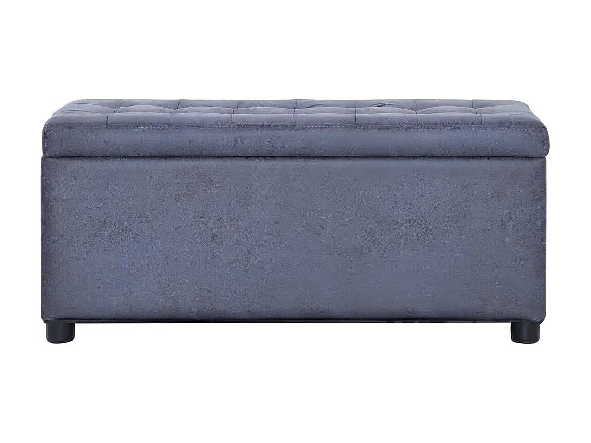 Pouf de rangement 87,5cm Gris Similicuir daim