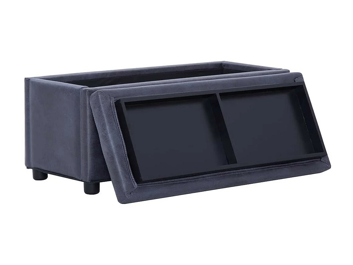 Pouf de rangement 87,5cm Gris Similicuir daim