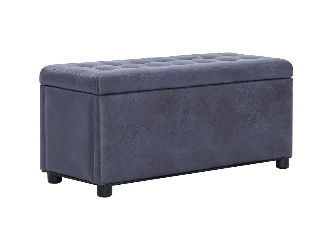 Pouf de rangement 87,5cm Gris Similicuir daim