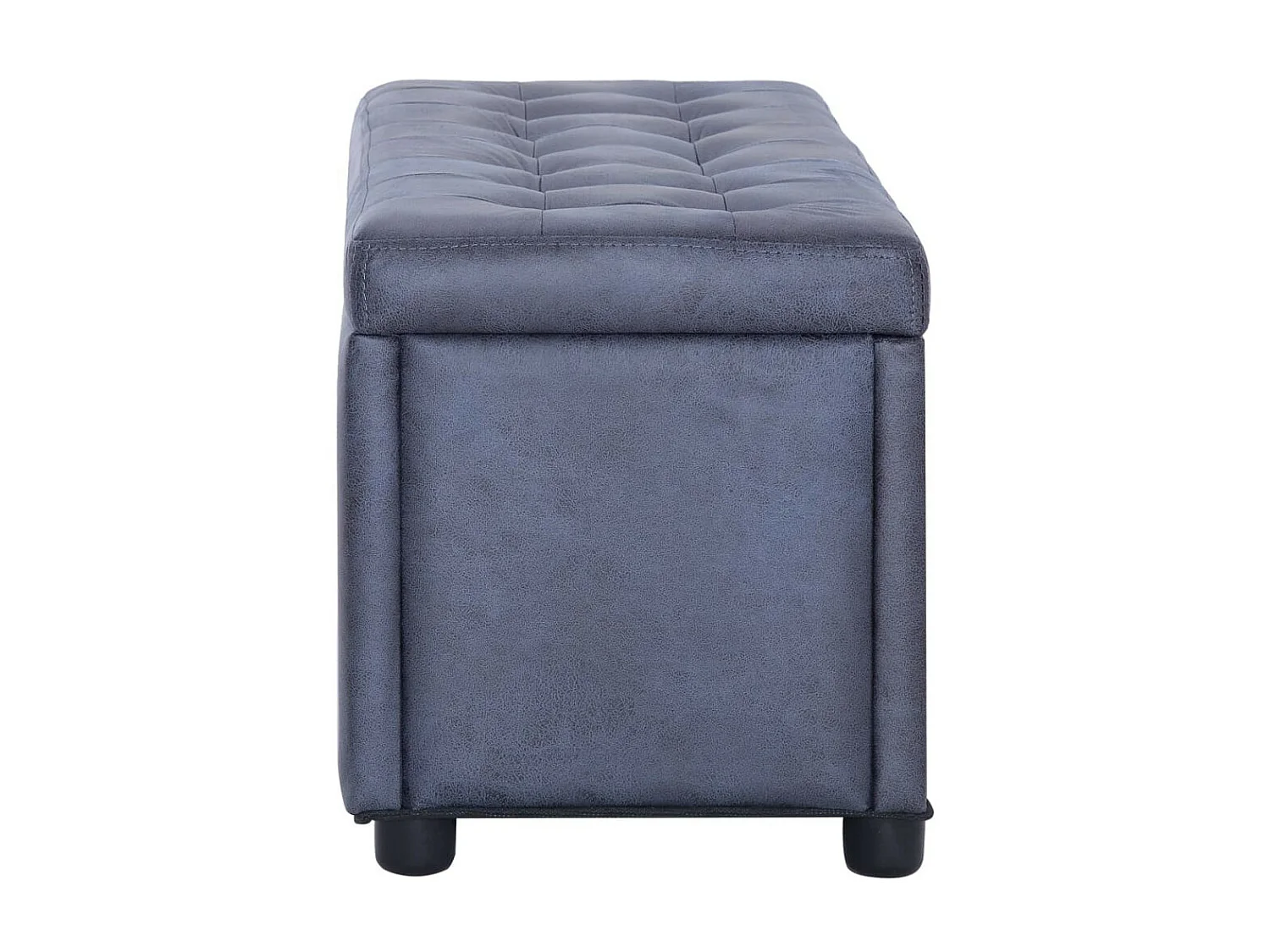 Pouf de rangement 87,5cm Gris Similicuir daim