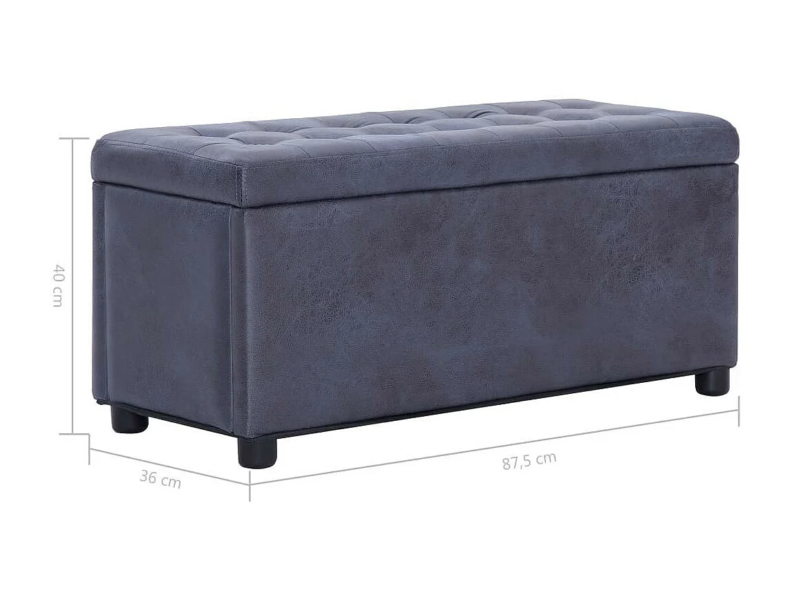 Pouf de rangement 87,5cm Gris Similicuir daim