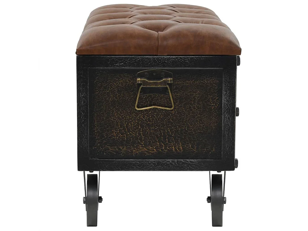 Banc de rangement Bois massif et similicuir 80,5x41x50