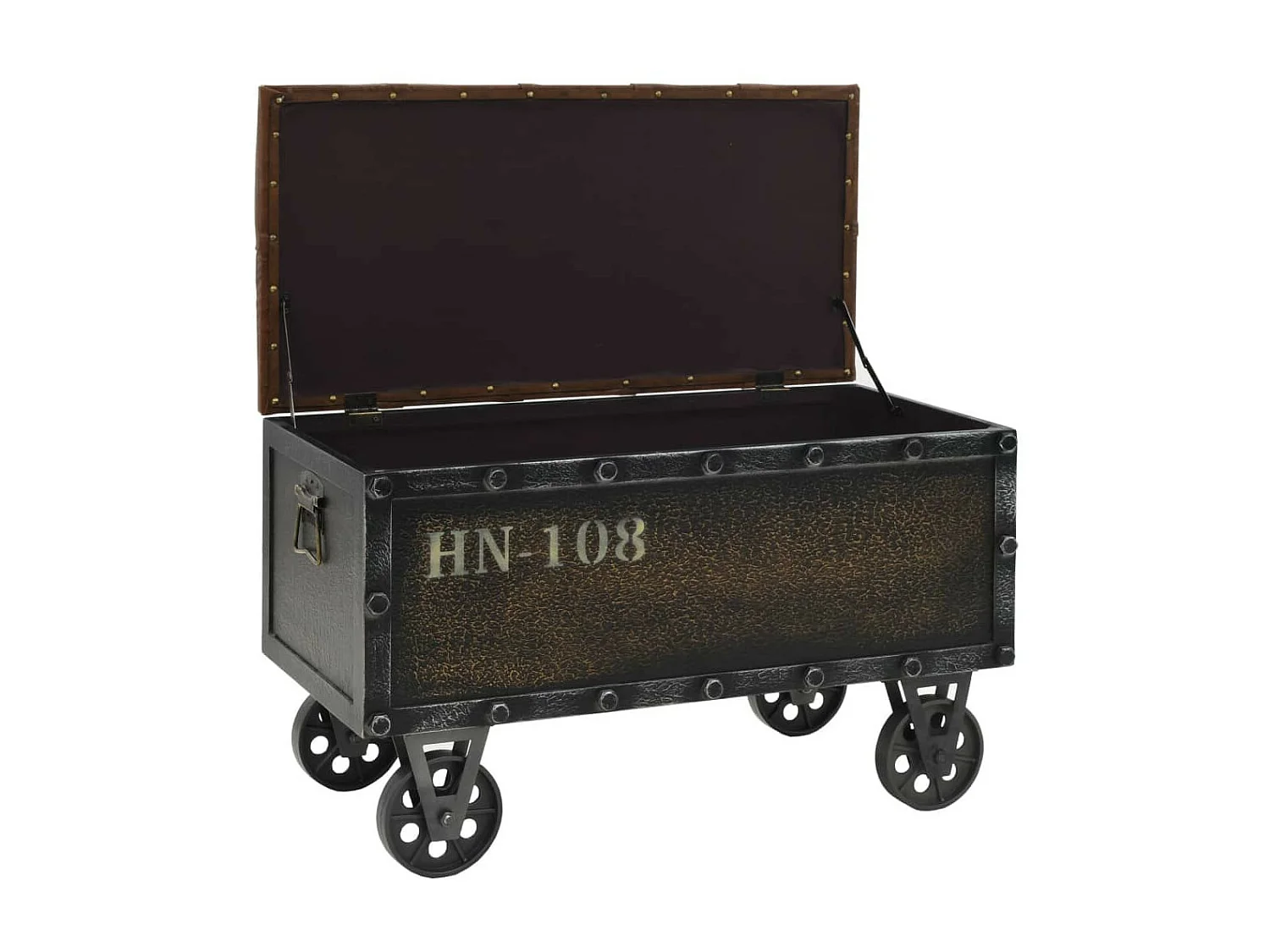 Banc de rangement Bois massif et similicuir 80,5x41x50