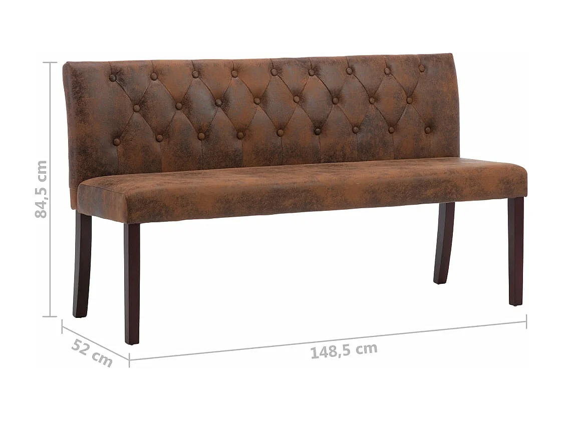 Banc 148,5cm Marron Similicuir daim