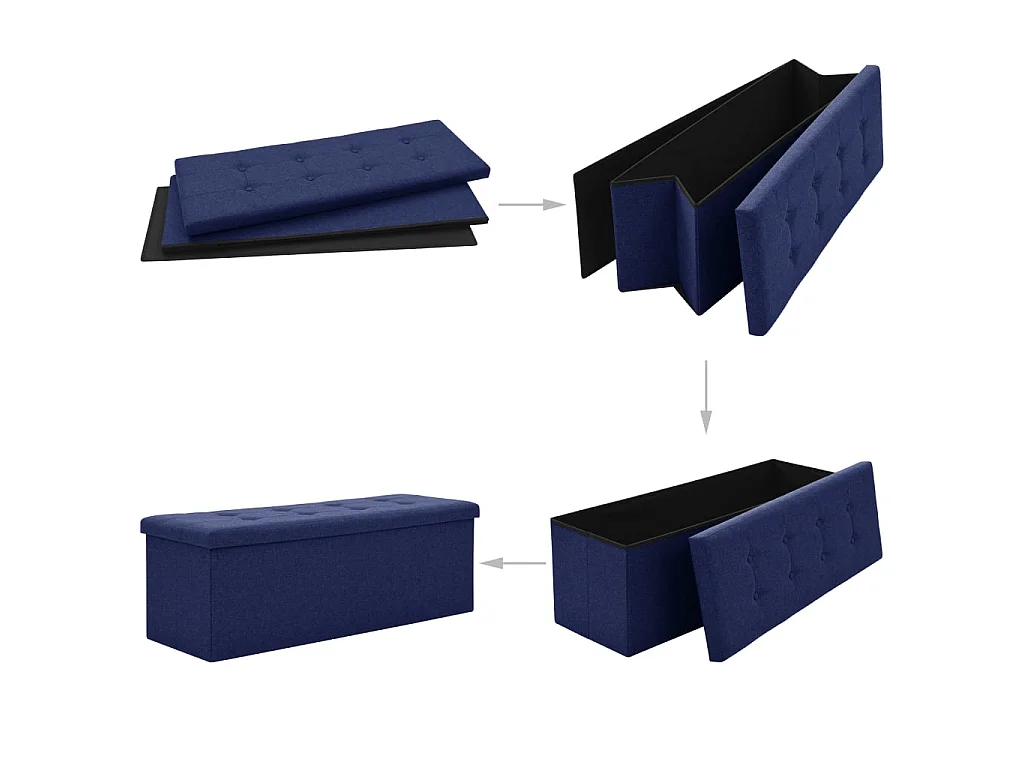 Opbergbank inklapbaar kunstlinnen blauw