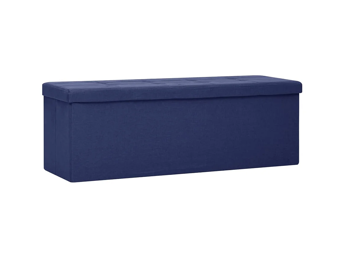 Banc de rangement pliable Bleu Faux lin