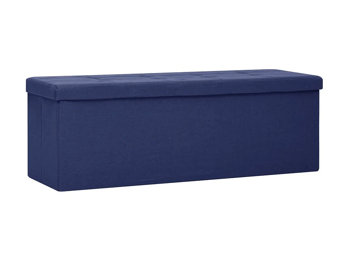 Banc de rangement pliable Bleu Faux lin