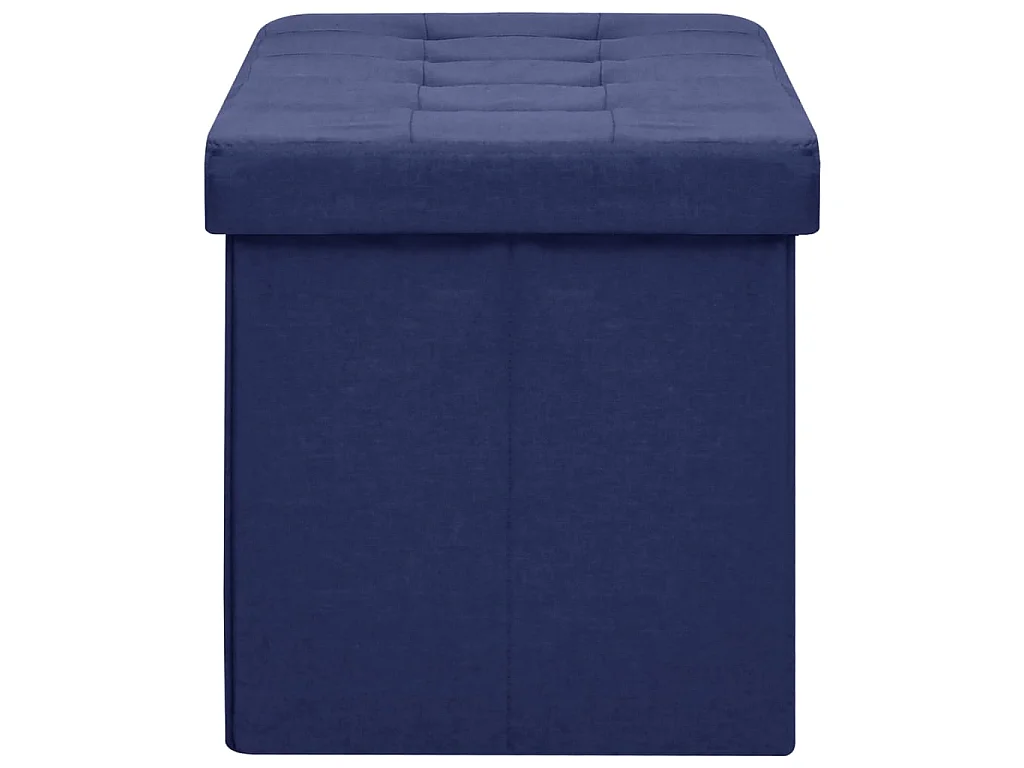 Banc de rangement pliable Bleu Faux lin
