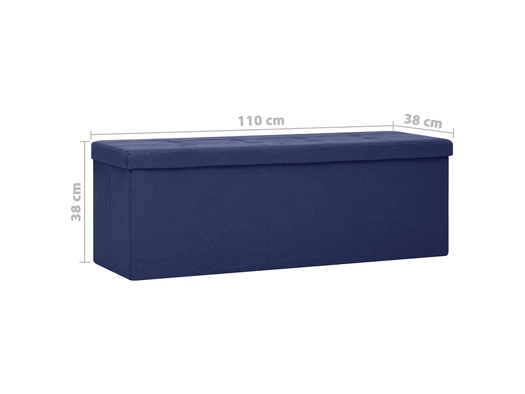 Banc de rangement pliable Bleu Faux lin