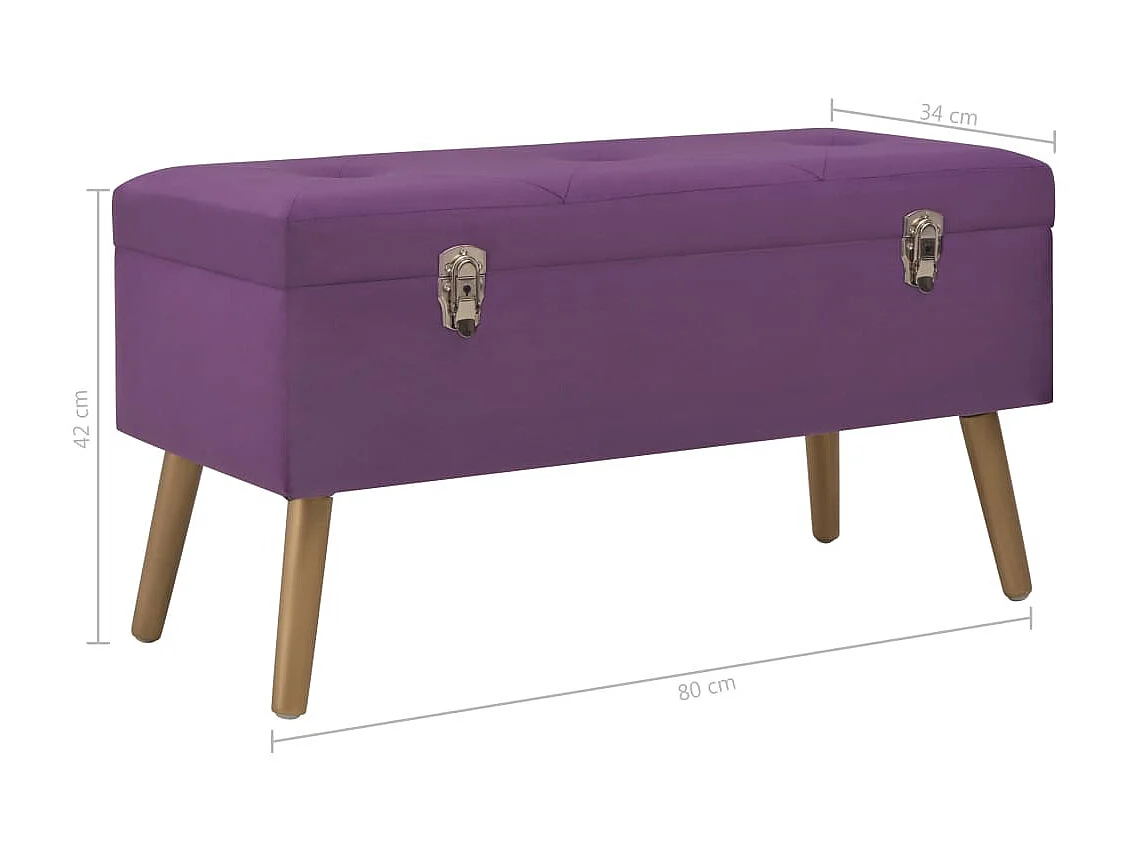 Banc avec compartiment de rangement 80cm Violet Velours 2