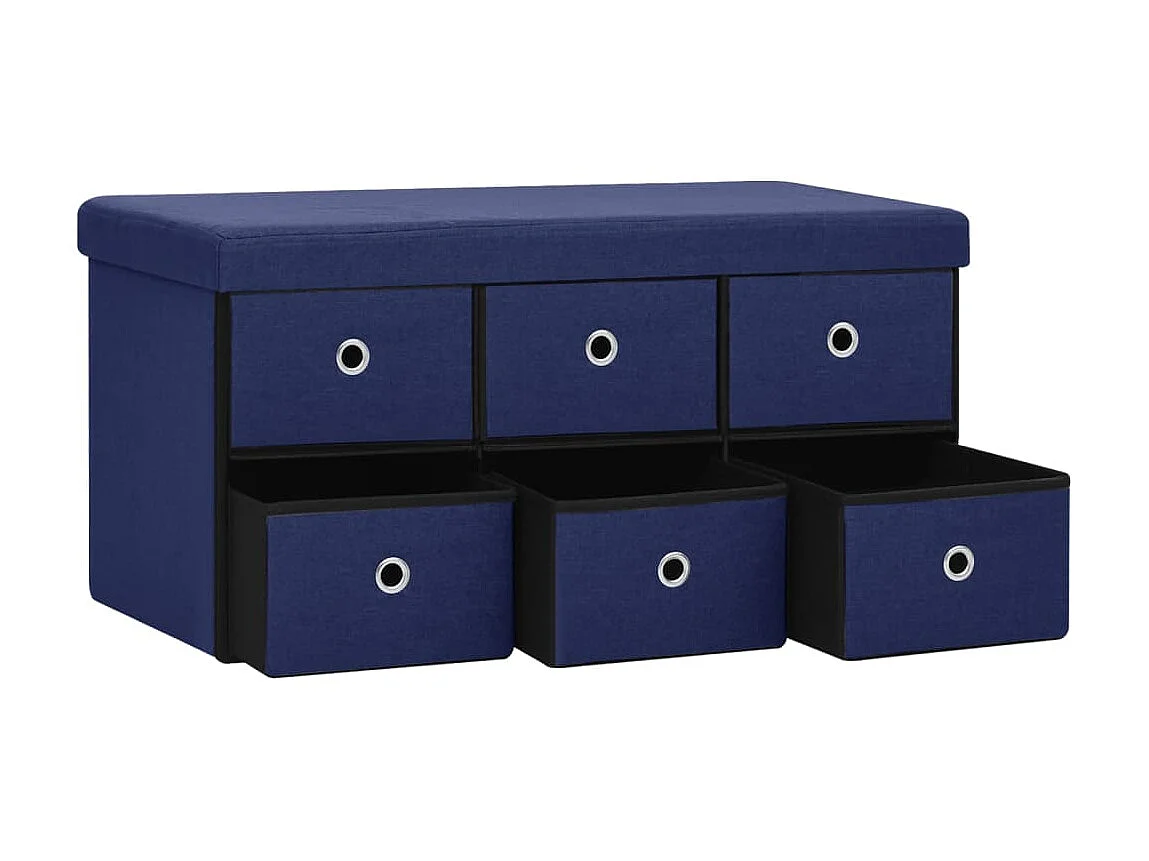 Banc de rangement pliable Bleu 76x38x38 Faux lin 2