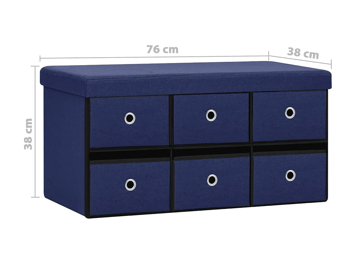 Banc de rangement pliable Bleu 76x38x38 Faux lin 2