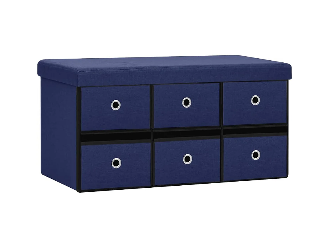 Banc de rangement pliable Bleu 76x38x38 Faux lin 2